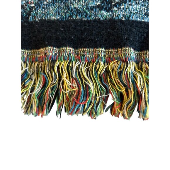 Horses Equestrian Throw Blanket Tapestry Woven Cotton Fringe Signed Picken 67x50 - Picture 5 of 9